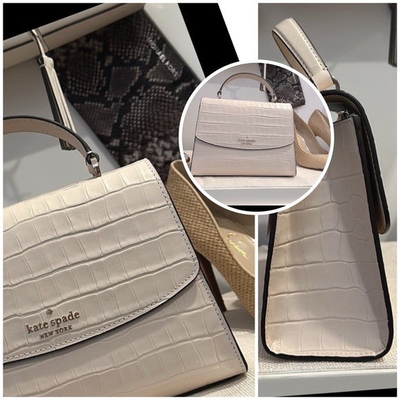 KATE SPADE New York Croc Embossed Leather Top Handle Satchel in Bone, NWT - Picture 8 of 16